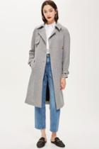 Topshop Belted Check Trench Coat