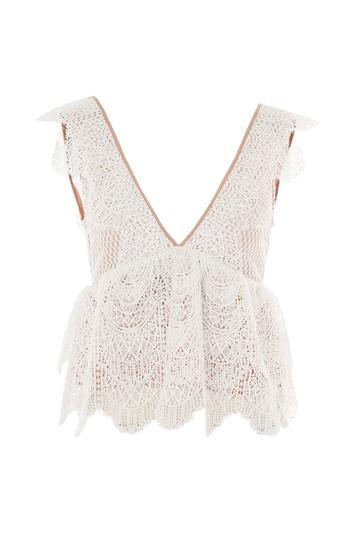 Topshop Plunge Lace Peplum Top