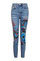 Topshop Moto Graffiti Print Straight Leg Jeans