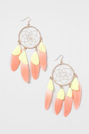 Topshop Dream Catcher Feather Drop Earrings