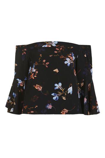 Topshop Floral Ella Bardot Top