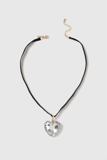 Topshop Glass Heart Pendant Necklace