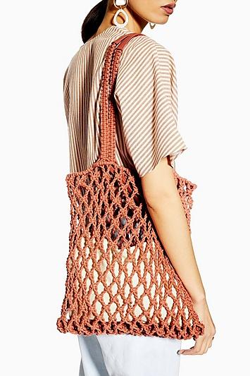 Topshop Saona Coral String Tote Bag