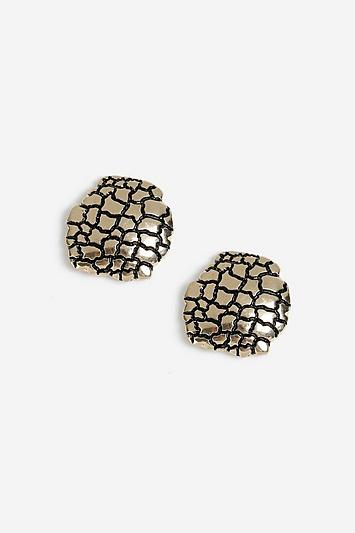 Topshop Crocodile Textured Gold Stud Earrings