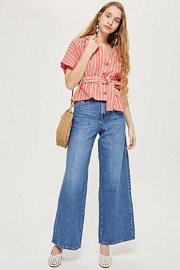 Topshop Tall Light Blue Wide Leg Jeans