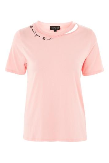 Topshop It's Not Me Slogan Choker Neck T-shirt