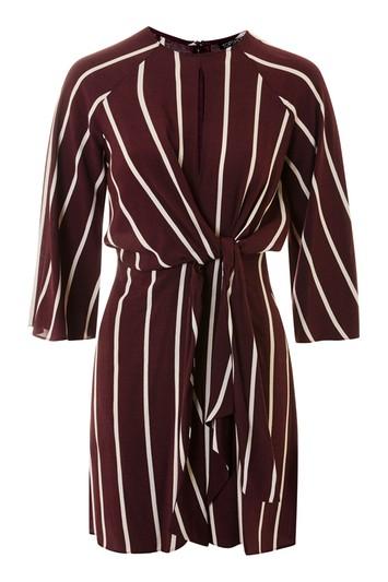 Topshop Mono Stripe Knot Front Dress