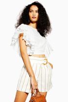 Topshop White Broderie Frilly Crop Top