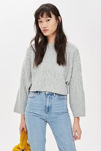 Topshop Cable Knit Crop Jumper