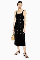 Topshop Belted Pinafore Dress With Linen