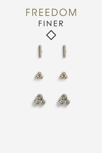 Topshop Freedom Finer 3 Pack Bar Stud Earrings