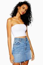 Topshop White Ribbed Bandeau Top