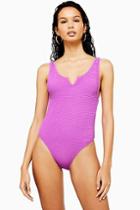Topshop Lilac Crinkle Notch Swimsuit