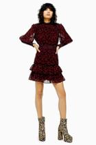 Topshop Petite Star Ruffle Shirred Mini Dress