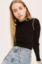 Topshop Lettuce Trim Cropped Sweater