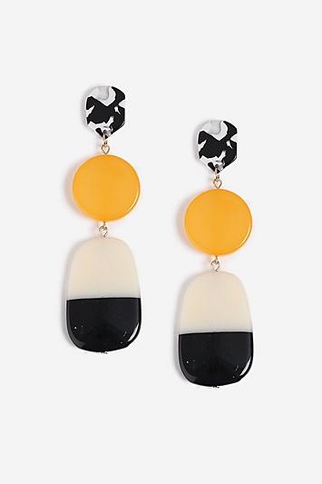 Topshop Yellow And Marble Stone Drop Earrings