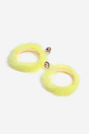 Topshop *yellow Faux Fur Edge Hoop Earrings