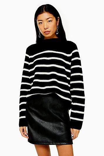 Topshop Monochrome Stripe Jumper