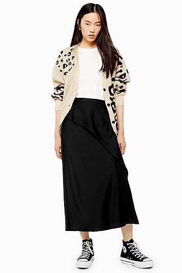 Topshop Tall Drape Satin Bias Skirt