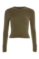 Topshop Ring Detail Sleeve Cropped Sweater