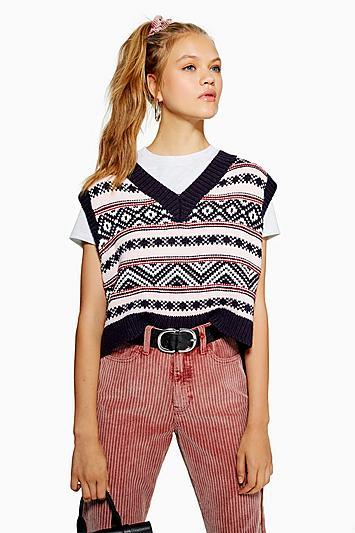 Topshop Fair Isle Tank Jumper