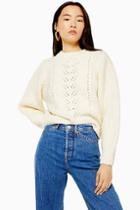 Topshop Ivory Knitted Pointelle Crop Jumper