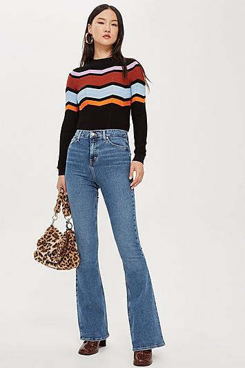 Topshop Tall Mid Blue Flared Jamie Jeans