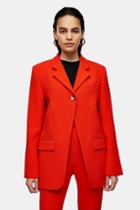 *red Wool High Break Blazer By Topshop Boutique