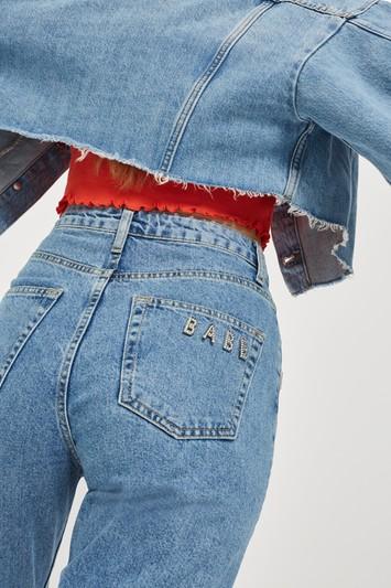 Topshop Moto Mid Blue Babe Mom Jeans