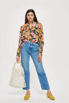 Topshop Moto Mid Blue Straight Cropped Jeans