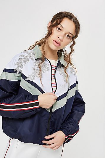 Topshop Tall Embellished Windbreaker Jacket