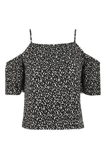 Topshop Petite Geo Cold Shoulder Top