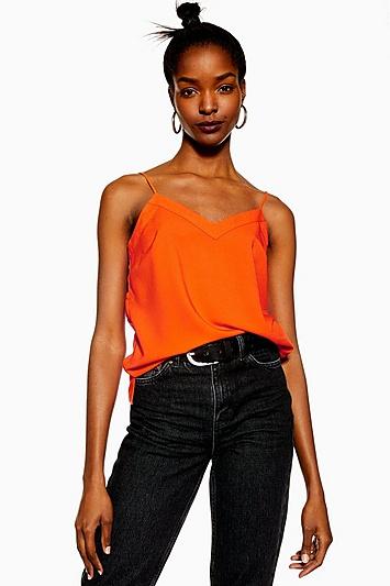 Topshop Bright Red V Insert Camisole Top