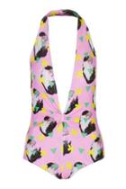 Topshop Wrap Front Monkey Print Swimsuit By Ekat