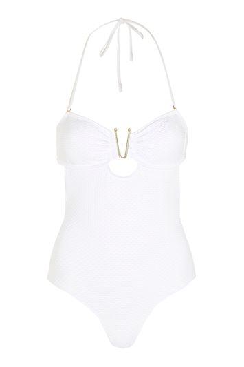 Topshop Texture Trim Swimsuit