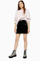 Topshop Contrast Stitch Black Denim Skirt