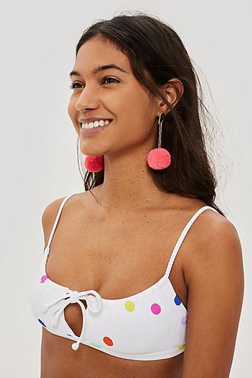 Topshop Spotted Ribbed Crop Top