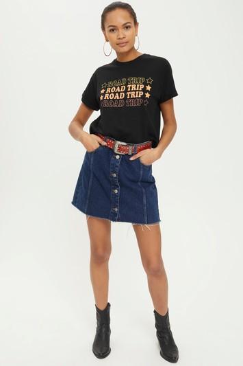 Topshop 'road Trip' Slogan Cropped T-shirt
