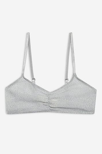 Topshop Metallic Thread Mesh Crop Top