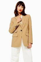 Topshop Single Breasted Jacket With Linen