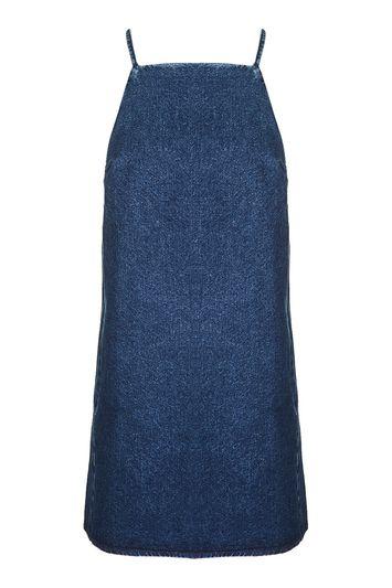 Topshop Petite Denim Mini Pinafore Dress