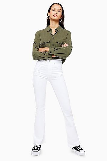 Topshop White Jamie Flare Jeans
