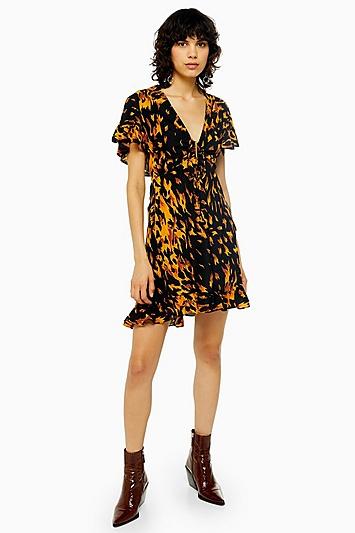 Topshop Flame Print Tea Dress