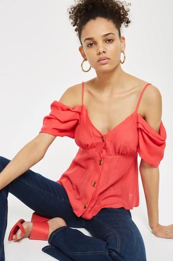 Topshop Volume Sleeve Bardot Camisole Top