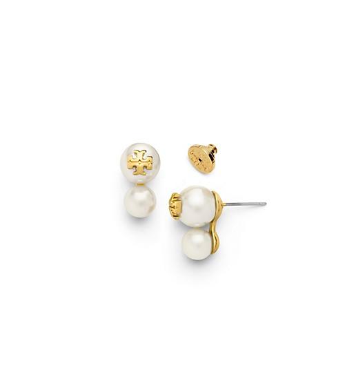 Tory Burch Crystal-pearl Double-stud Earring