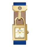 Tory Burch Surrey Watch, Blue Leather/gold-tone, 22 X 23.5 Mm