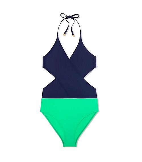 Tory Burch Color-block Wrap One-piece