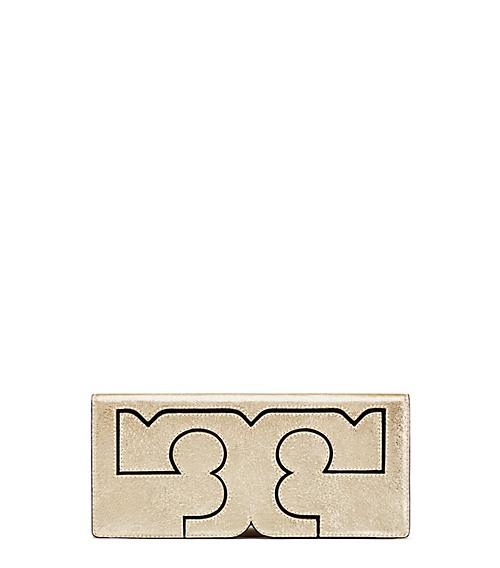 Tory Burch Serif Metallic Clutch