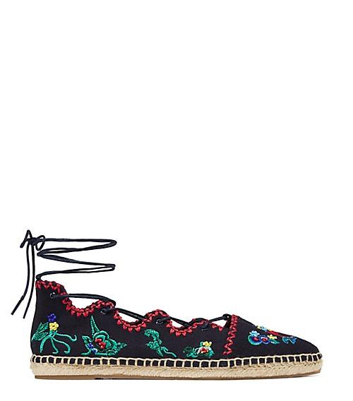 Tory Burch Sonoma Embroidered Ghillie Espadrilles