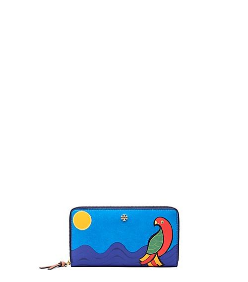 Tory Burch Kerrington Parrot Zip Continental Wallet